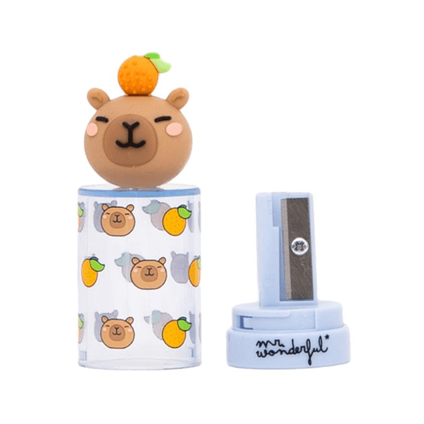 Afia-Lápis com Depósito - Capivara Mr wonderful - Papelaria Encantada