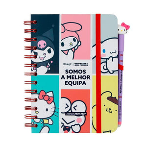 Agenda 26-27 Semanal Pequena Hello Kitty & Friends x Mr. Wonderful + 3 Esferográficas Apagáveis Bo-Bo - Somos a melhor equipa - Mr. Wonderful - Papelaria Encantada
