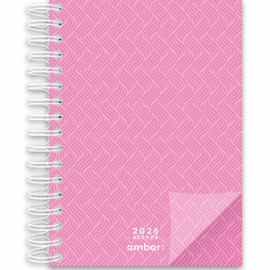 Agenda Diária A5 2026 Espiral Ambar Look Rosa - Papelaria Encantada