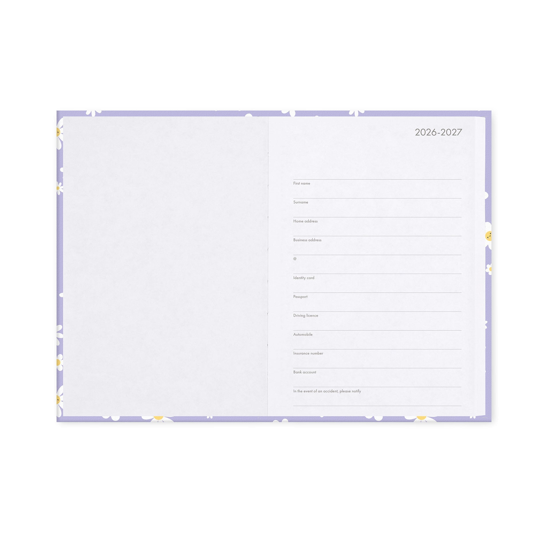 Agenda Legami 16 meses Diária -Média- Margarida Lilac - Papelaria Encantada
