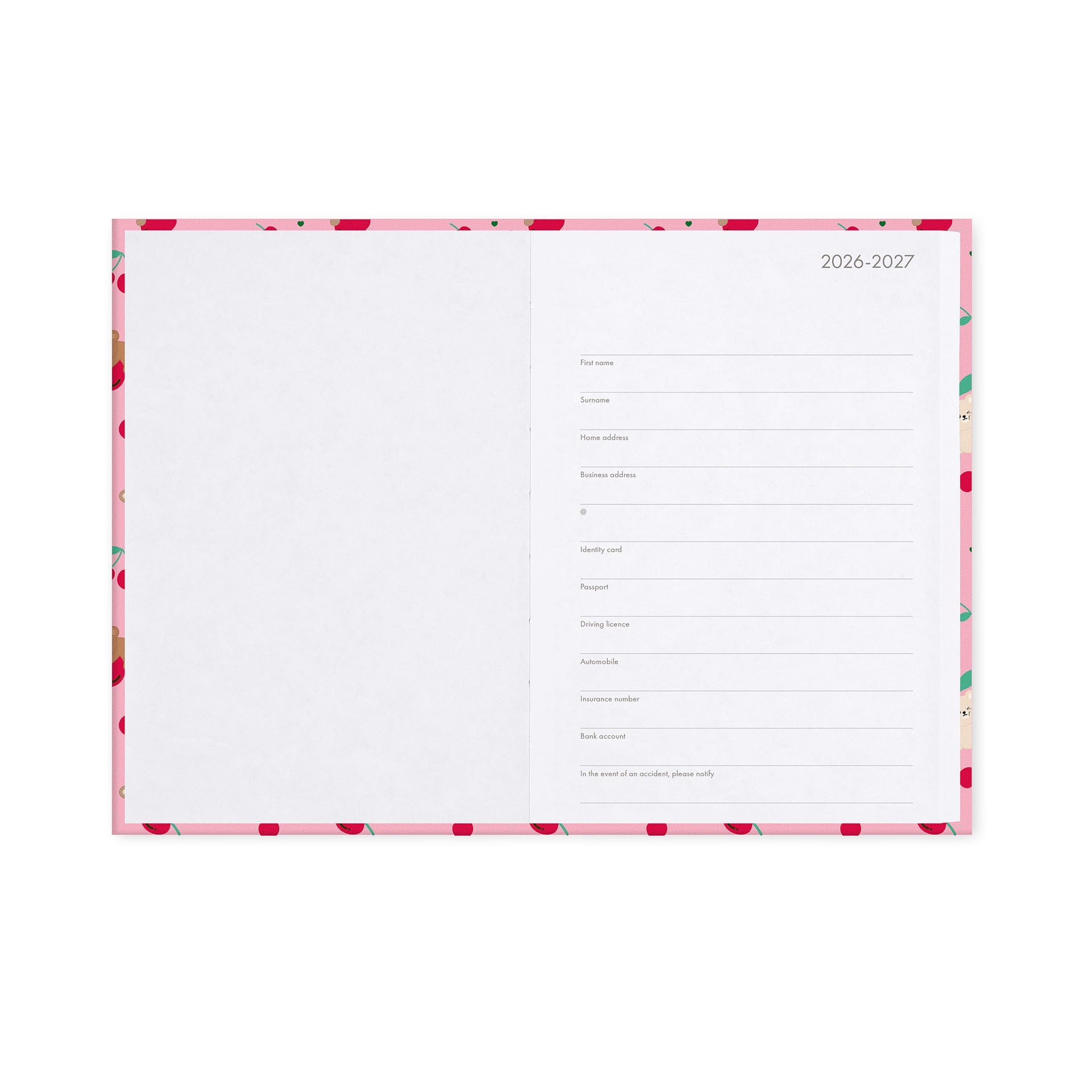 Agenda Legami 16 meses Diária -Média- Urso Cereja Rosa - Papelaria Encantada