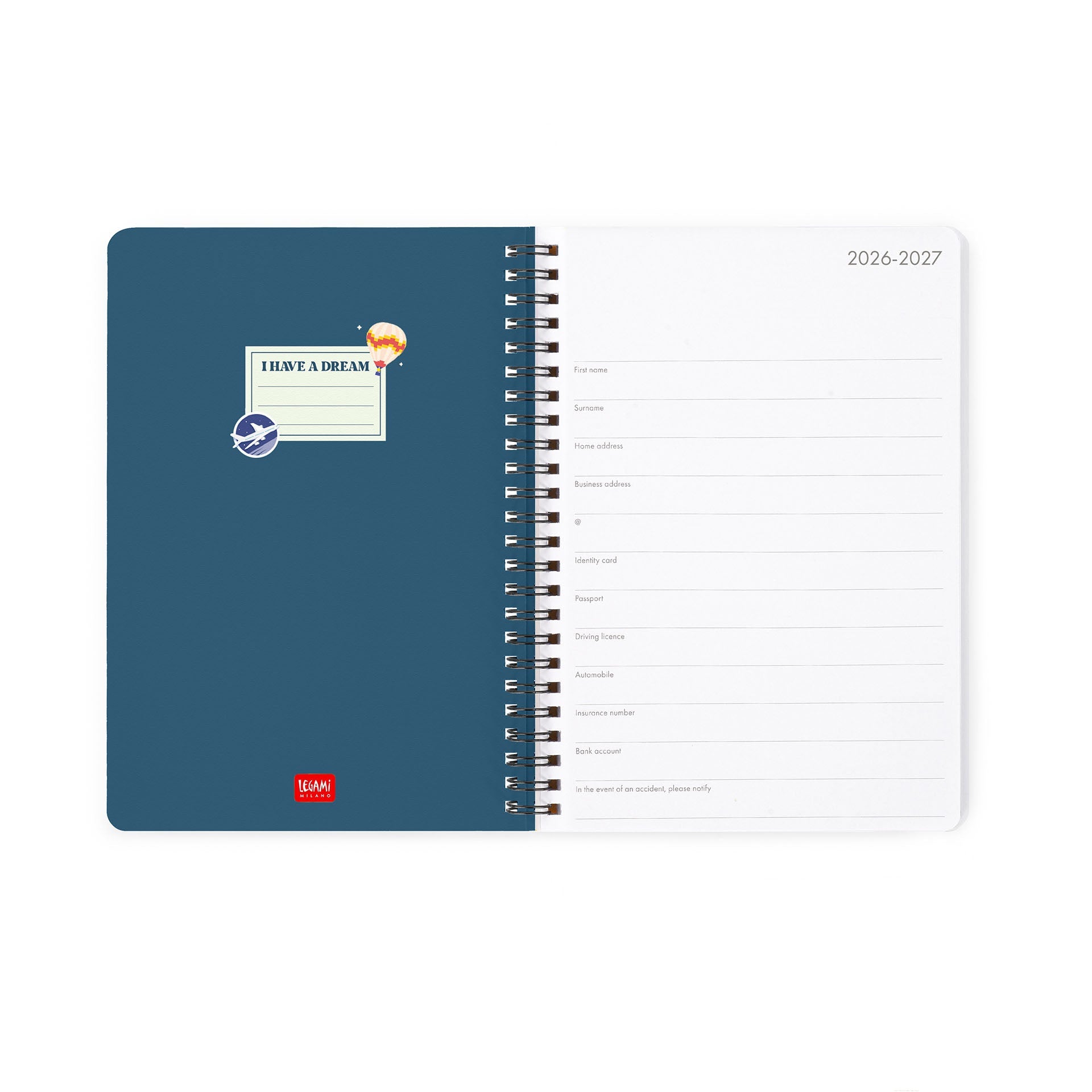 Agenda Legami 16 meses Semanal -Grande Espiral- Travel Stickers - Papelaria Encantada