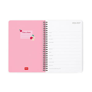 Agenda Legami 16 meses Semanal -Grande Espiral- Urso Cereja Rosa - Papelaria Encantada