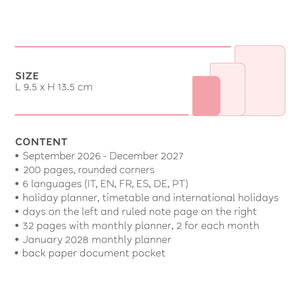 Agenda Legami 16 meses Semanal -Pequena- Urso Cereja Rosa - Papelaria Encantada