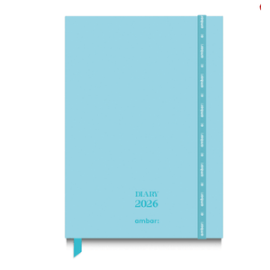 Agenda Mini Secretária A6 Ambar Pastel Colors 2026 Azul - Papelaria Encantada