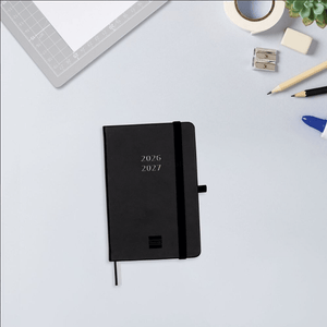 Agenda semanal 100x150mm 2026/27 18 meses Finocam Preta - Papelaria Encantada