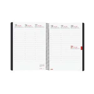 Agenda semanal A5 2026/27 16 meses espiral Finocam Preto - Papelaria Encantada