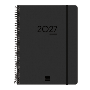 Agenda semanal A5 2026/27 16 meses espiral Finocam Preto - Papelaria Encantada