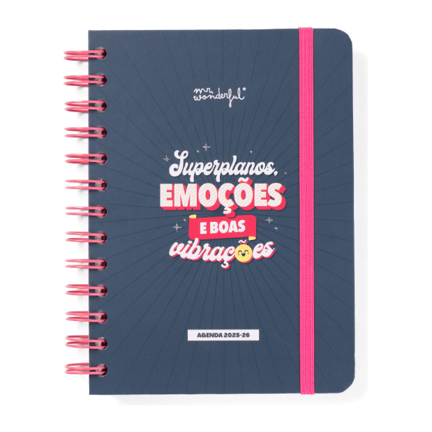 Agenda Wonder 2025-26 Semanal Pequena - Superplanos e boas vibrações - Mr.Wonderful - Papelaria Encantada