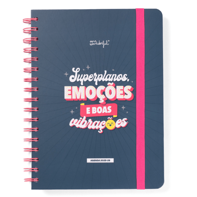 Agenda Wonder 2025-26 Semanal - Superplanos, Emoções e Boas Vibrações - Mr.Wonderful - Papelaria Encantada