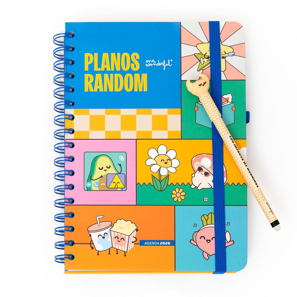 Agenda Wonder 2026 Semanal - Planos random Mr Wonderful - Papelaria Encantada