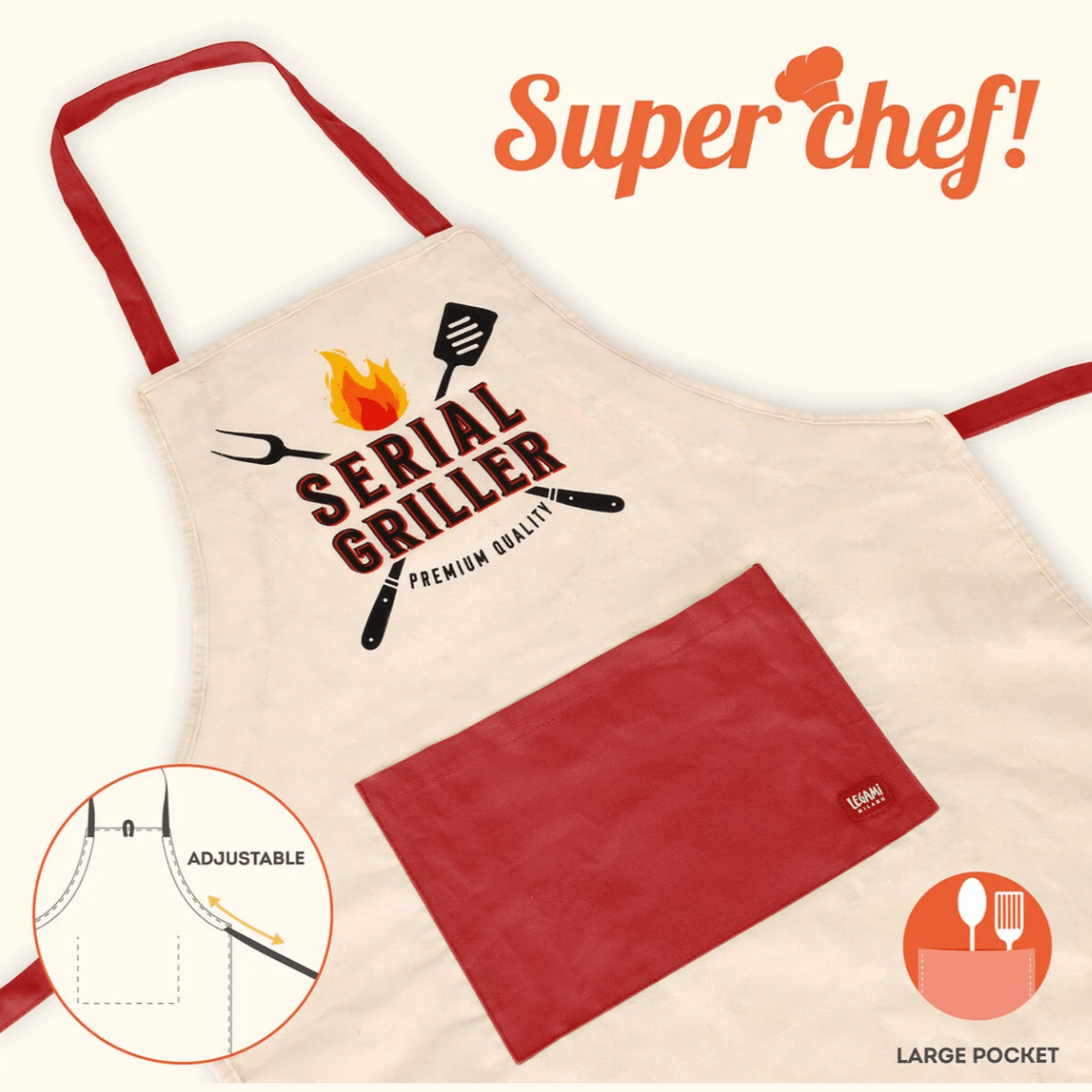 Avental de cozinha " Serial griller " - Super Chef - Legami - Papelaria Encantada
