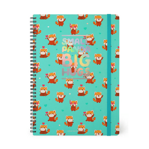 Caderno A4 com linhas e capa dura ilustrada - Panda Vermelho - Encadernação em espiral - Legami - Papelaria Encantada