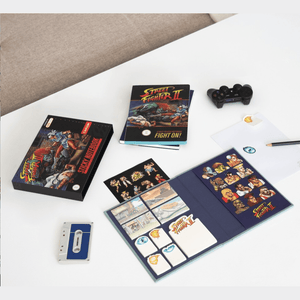 Caderno A5 com Notas Autocolantes – Street Fighter - Papelaria Encantada