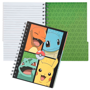 Caderno A5 pautado pokemon c/3 separadores - Papelaria Encantada