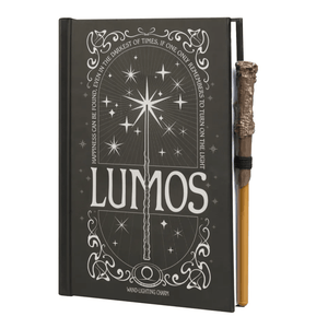 Caderno A5 premium com luz Harry Potter lumos maxima - Papelaria Encantada
