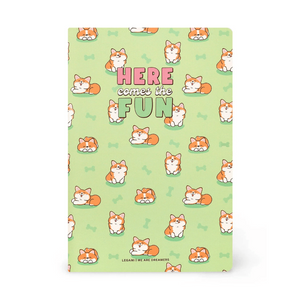 Caderno B5 com linhas e capa dura ilustrada - Corgi - Legami - Papelaria Encantada