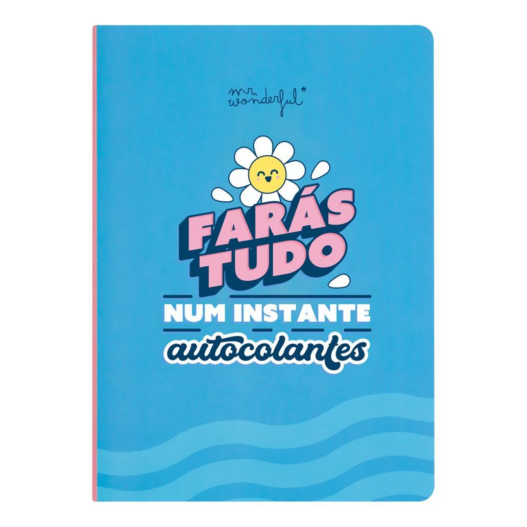 Caderno com notas adesivas e autocolantes Mr.wonderful - Papelaria Encantada