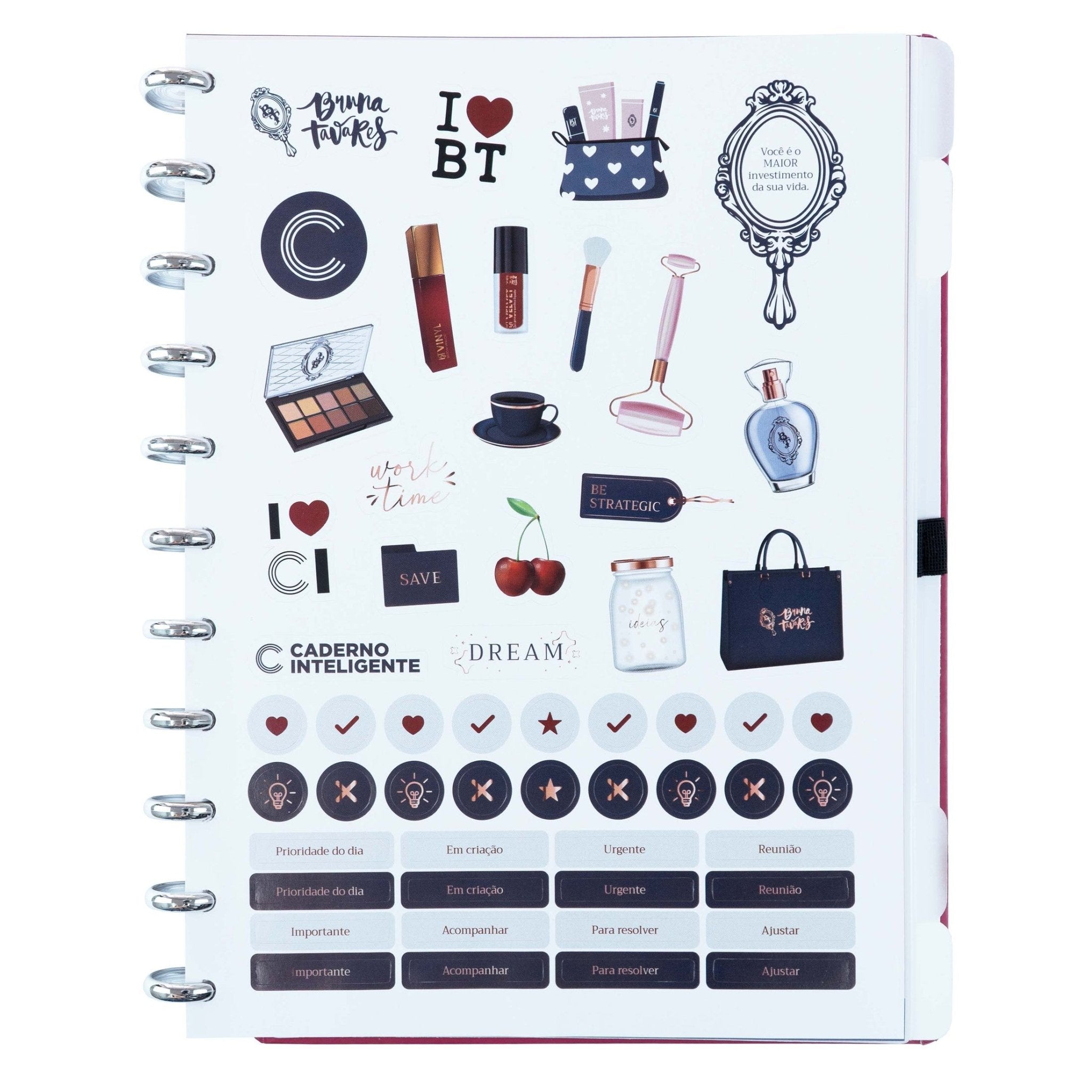 Caderno Inteligente Grande Cherry by Bruna Tavares - Papelaria Encantada