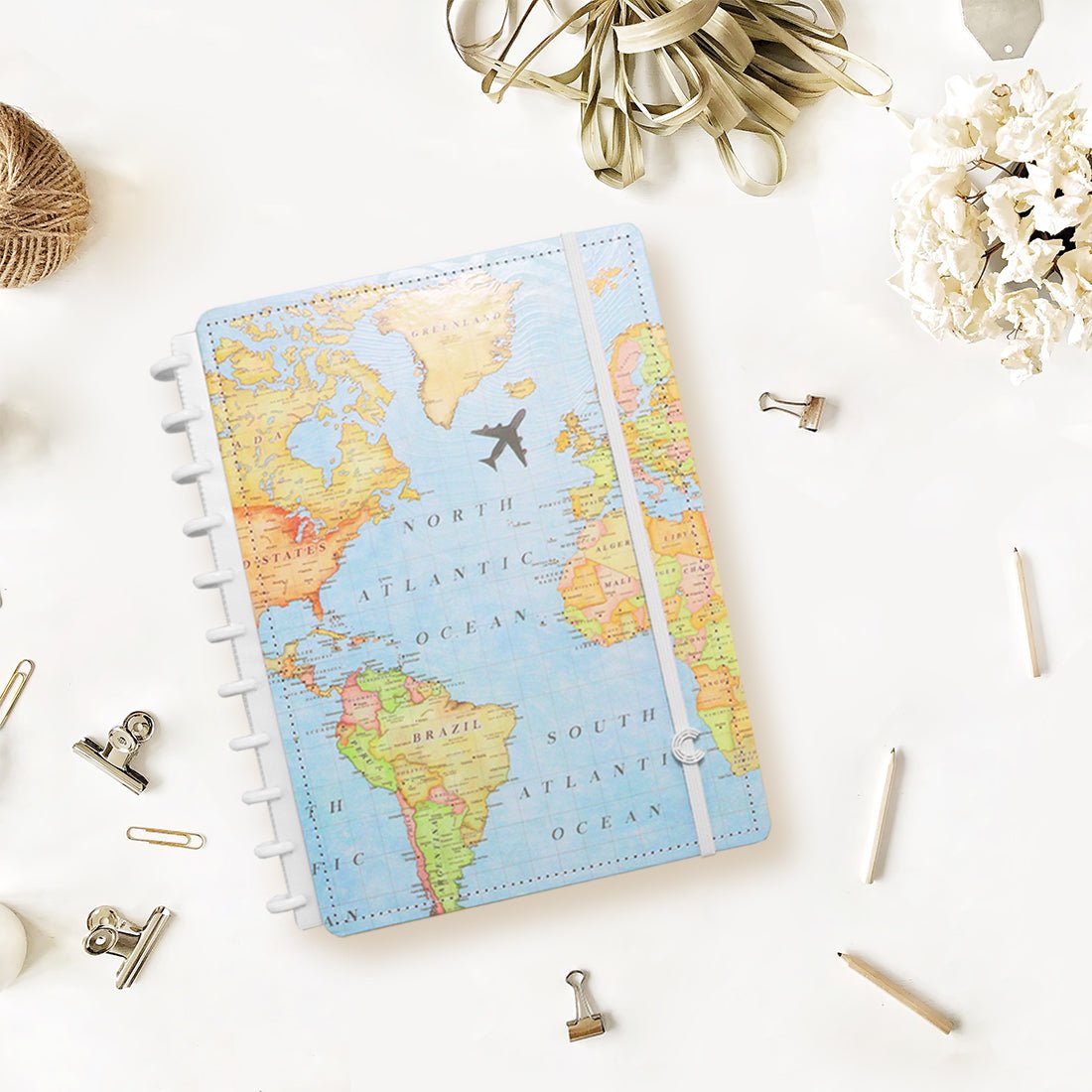 Caderno Inteligente Grande Mapa Mundi ed. especial Gocase - Papelaria Encantada