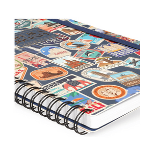 Caderno Legami A5 Espiral linhas - Travel Stickers - Papelaria Encantada