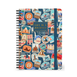 Caderno Legami A5 Espiral linhas - Travel Stickers - Papelaria Encantada
