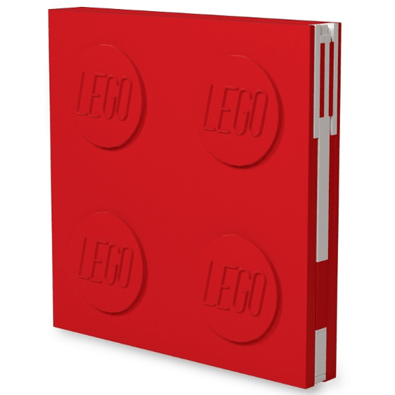 Caderno LEGO com elástico e caneta gel vermelha - Papelaria Encantada