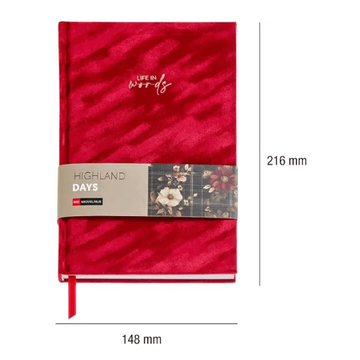 Caderno Liso Miquelrius A5 Highland Days Red Velvetten - Papelaria Encantada
