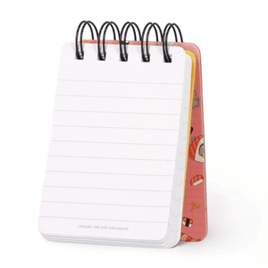 Caderno pautado Legami A7 com capa dura ilustrada - Gato Sushi - Espiral - Papelaria Encantada
