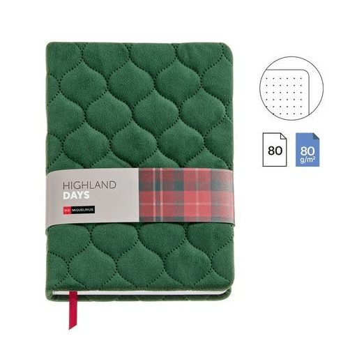 Caderno Pontilhado Miquelrius A5 Highland Days Veludo Verde - Papelaria Encantada