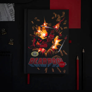 Caderno Premium A5 com Luz Marvel Deadpool - Papelaria Encantada