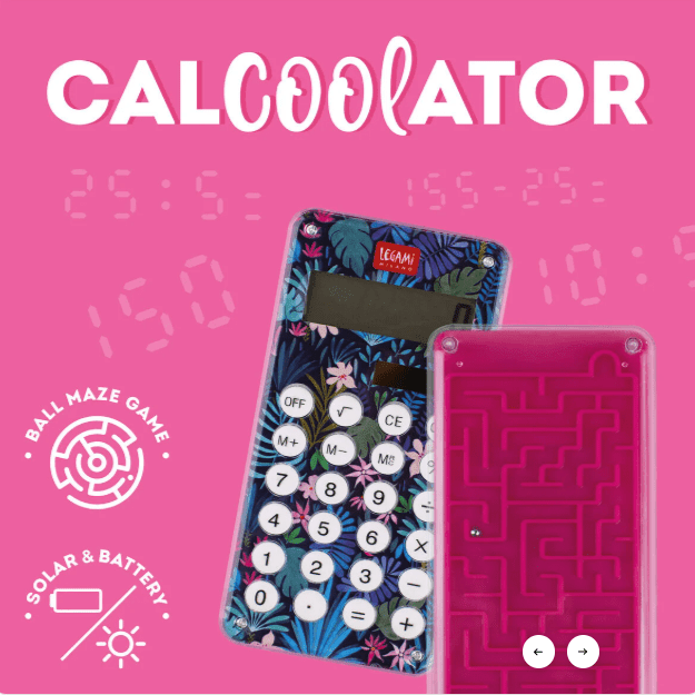 Calculadora Flora com Labirinto no Verso - Calcoolator Legami - Papelaria Encantada