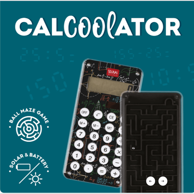 Calculadora Genius Incompreendida com Labirinto no Verso - Calcoolator Legami - Papelaria Encantada