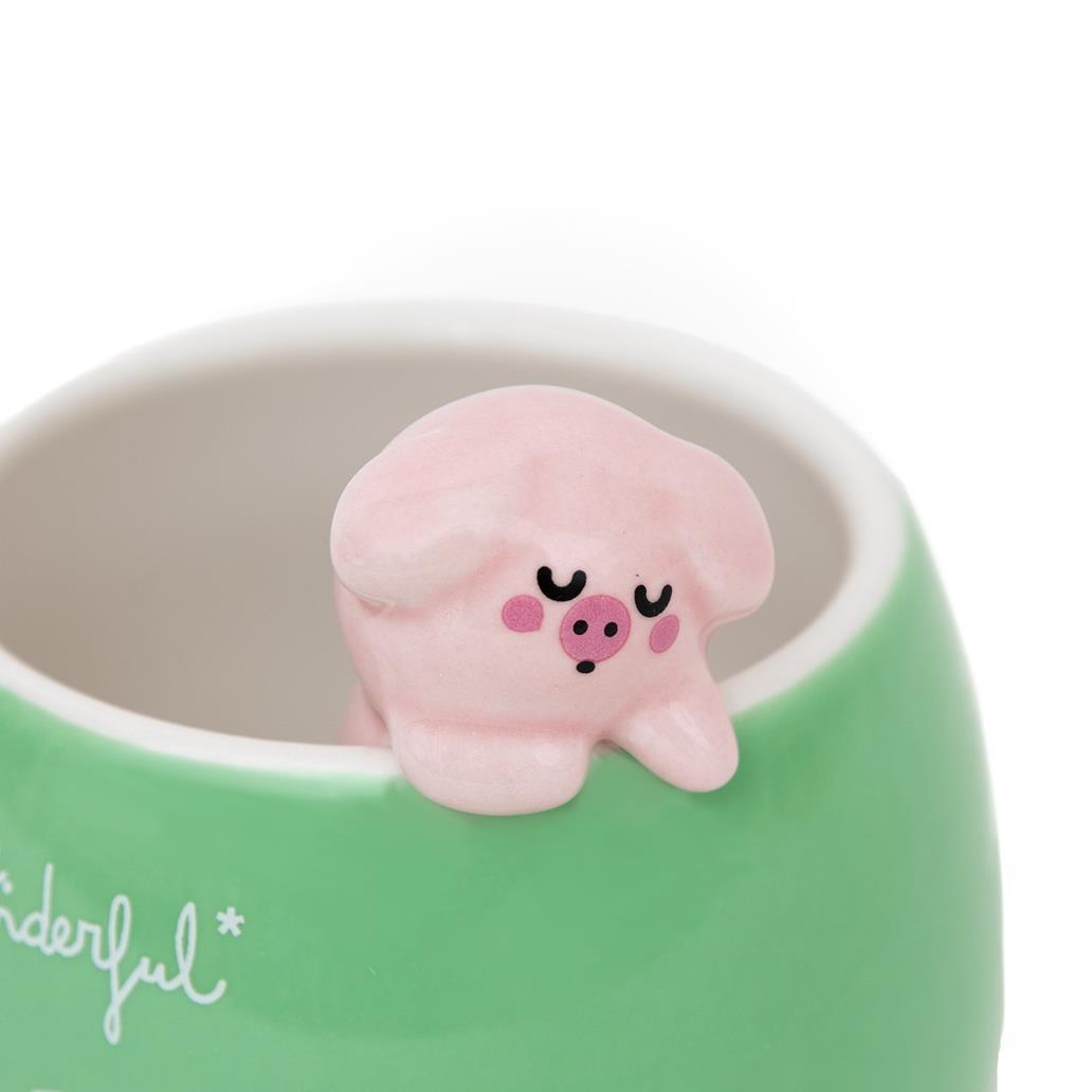 Caneca 3D Porco Lazy - Ready to do nothing - Mr. Wonderful - Papelaria Encantada