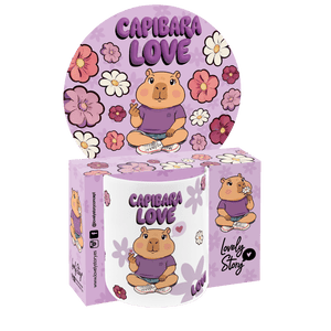 Caneca cerâmica 330ML Capivara Love - Lilac - Papelaria Encantada
