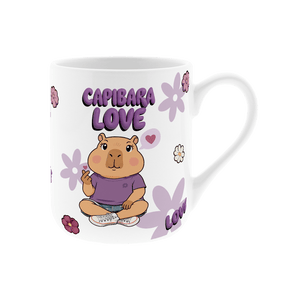 Caneca cerâmica 330ML Capivara Love - Lilac - Papelaria Encantada