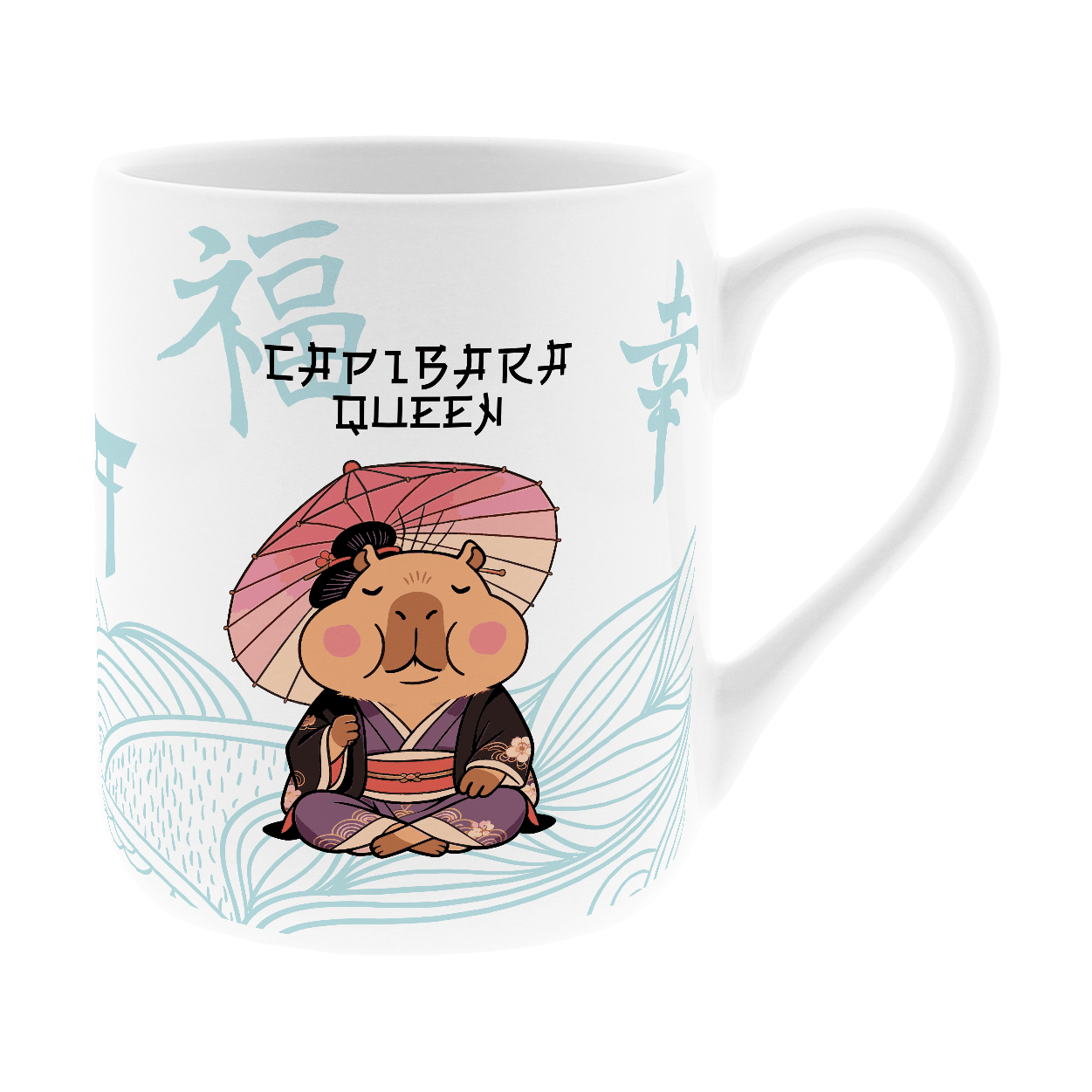 Caneca cerâmica 330ML Capivara Queen Mint - Papelaria Encantada