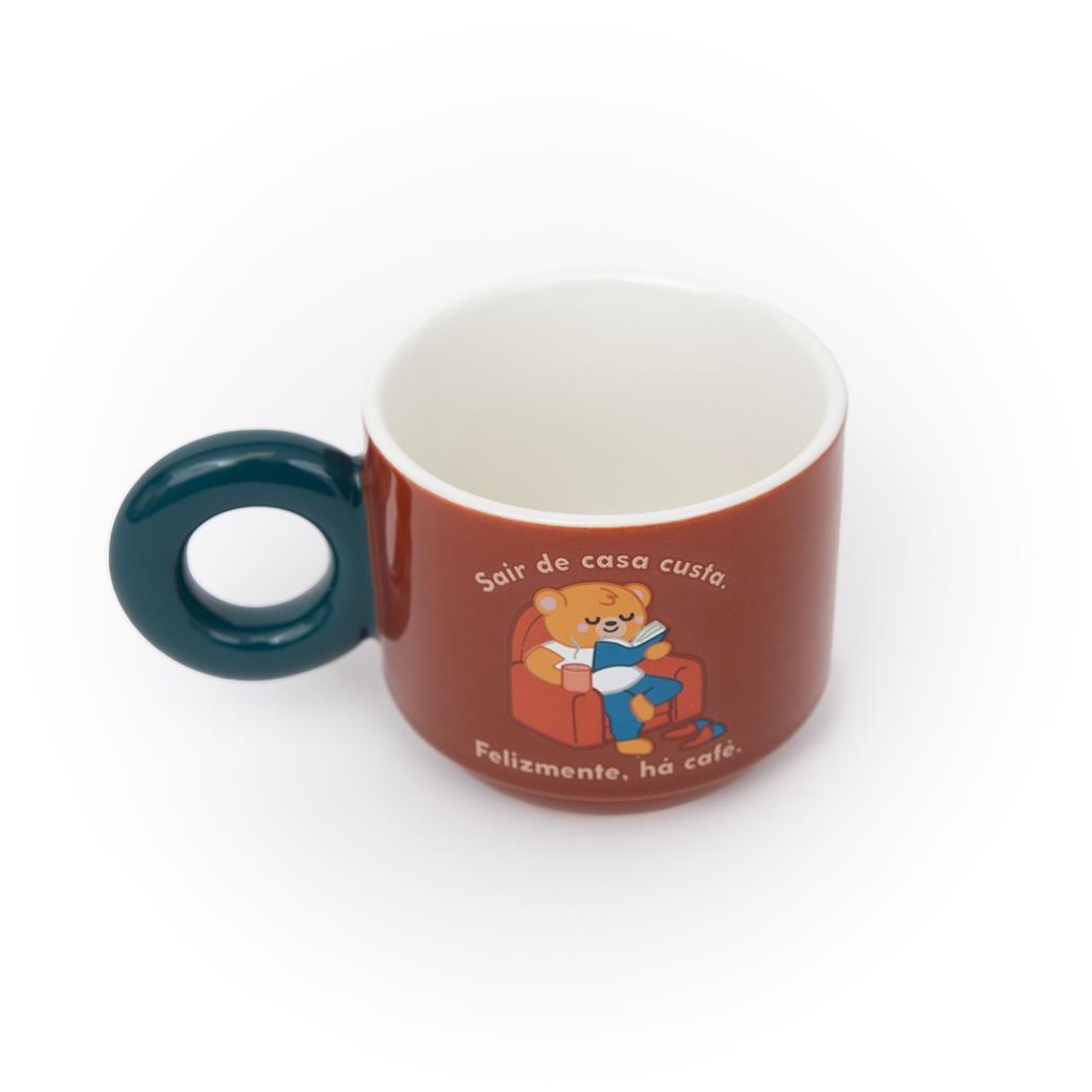 Caneca empilhável Urso - Sair de casa custa. Felizmente, há café. - Mr. Wonderful - Papelaria Encantada