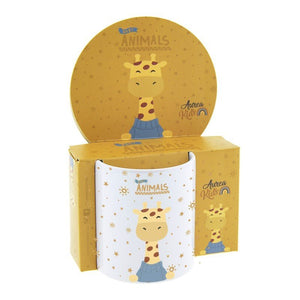 Caneca infantil cerâmica 330ml Aurea Kids - Girafa - Papelaria Encantada