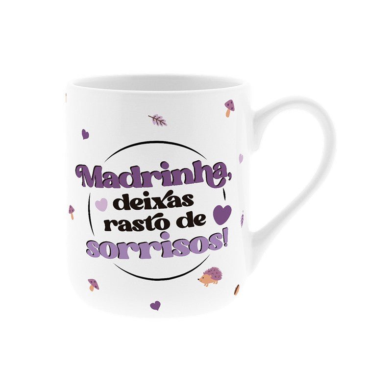 Caneca + meias Madrinha deixas um rasto de sorrisos - Papelaria Encantada