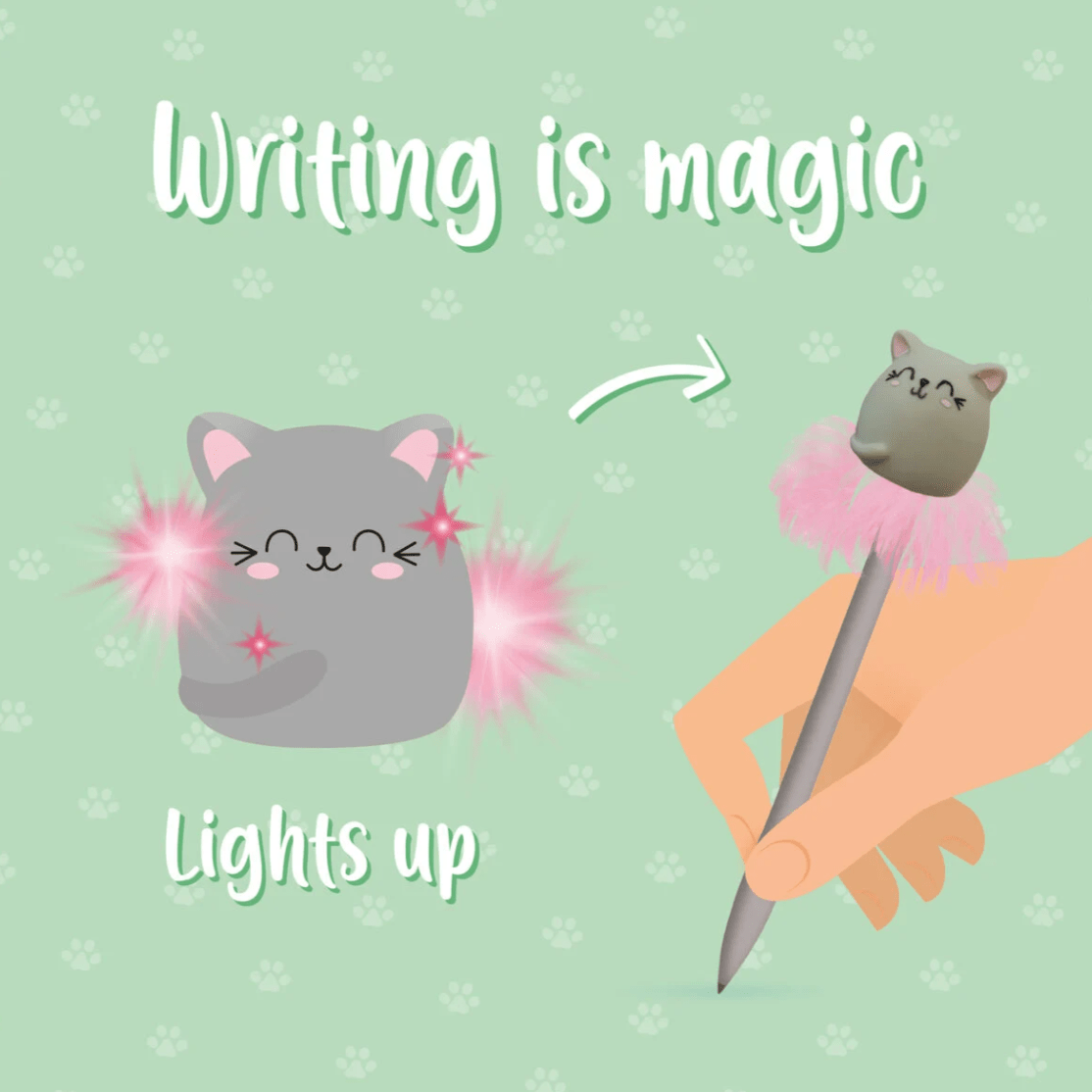 Caneta com luz Gato Legami - Papelaria Encantada