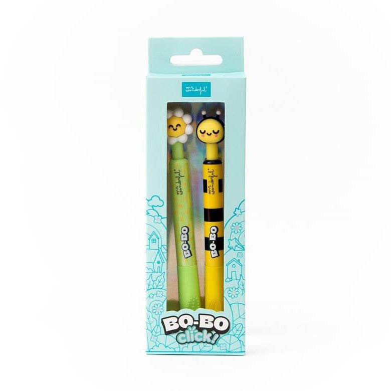 Conjunto 2 canetas apagáveis Bo - Bo Click - Abelha e Margarida Mr.wonderful - Papelaria Encantada