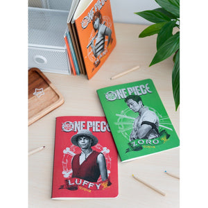 Conjunto 3 cadernos A5 One Piece Luffy Zoro e Nami - Papelaria Encantada