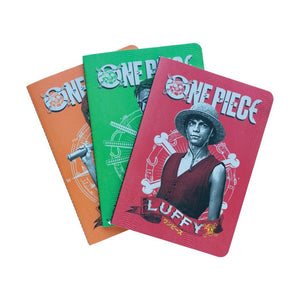 Conjunto 3 cadernos A5 One Piece Luffy Zoro e Nami - Papelaria Encantada