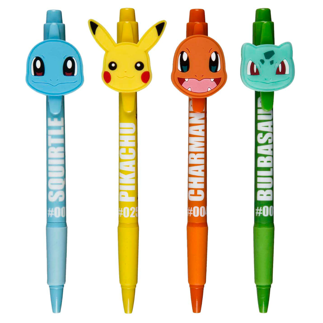 Conjunto 4 canetas Pokemon - Papelaria Encantada