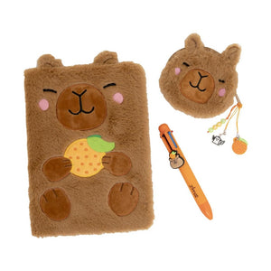 Conjunto caderno A5 + porta - moedas + esferográfica multicolor Capivara Mr.wonderful - Papelaria Encantada