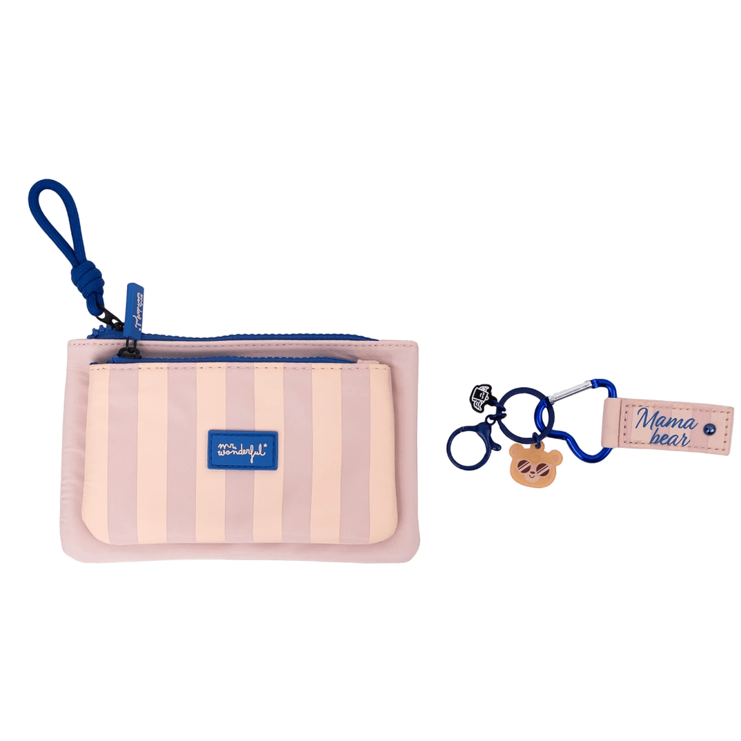 Conjunto carteira dupla + porta-chaves - Ursa Mr. Wonderful - Papelaria Encantada