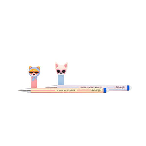 Conjunto de 2 Esferográficas apagáveis Bo - Bo - Gato e Chihuahua - Mr. Wonderful - Papelaria Encantada