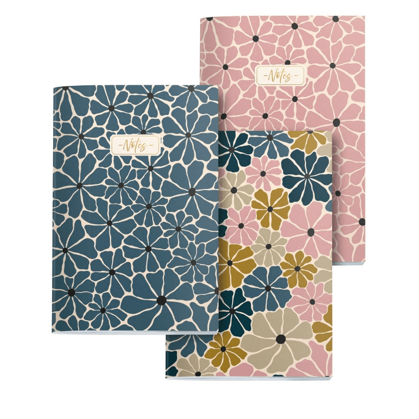 Conjunto de 3 Cadernos Lisos Miquelrius Boho Essence - Papelaria Encantada