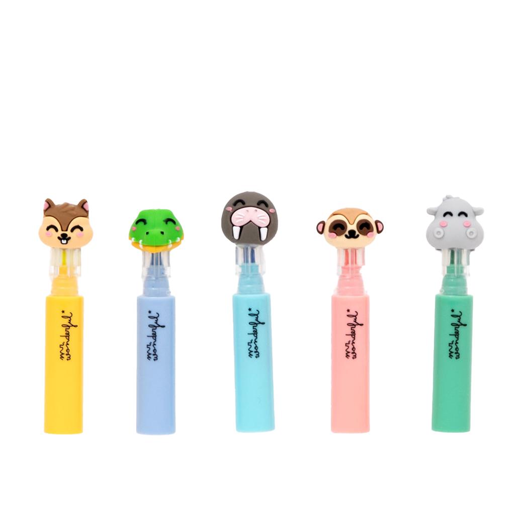 Conjunto de 5 Mini Sublinhadores - Wonder Comic - Mr. Wonderful - Papelaria Encantada